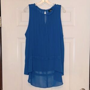 Nicole by Nicole Miller Sleeveless Top Blue L NWOT A-Line High/Low Hem Lagenlook